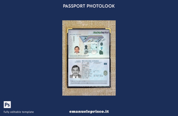 modello photolook presente del passaporto neozelandese in stile verificato